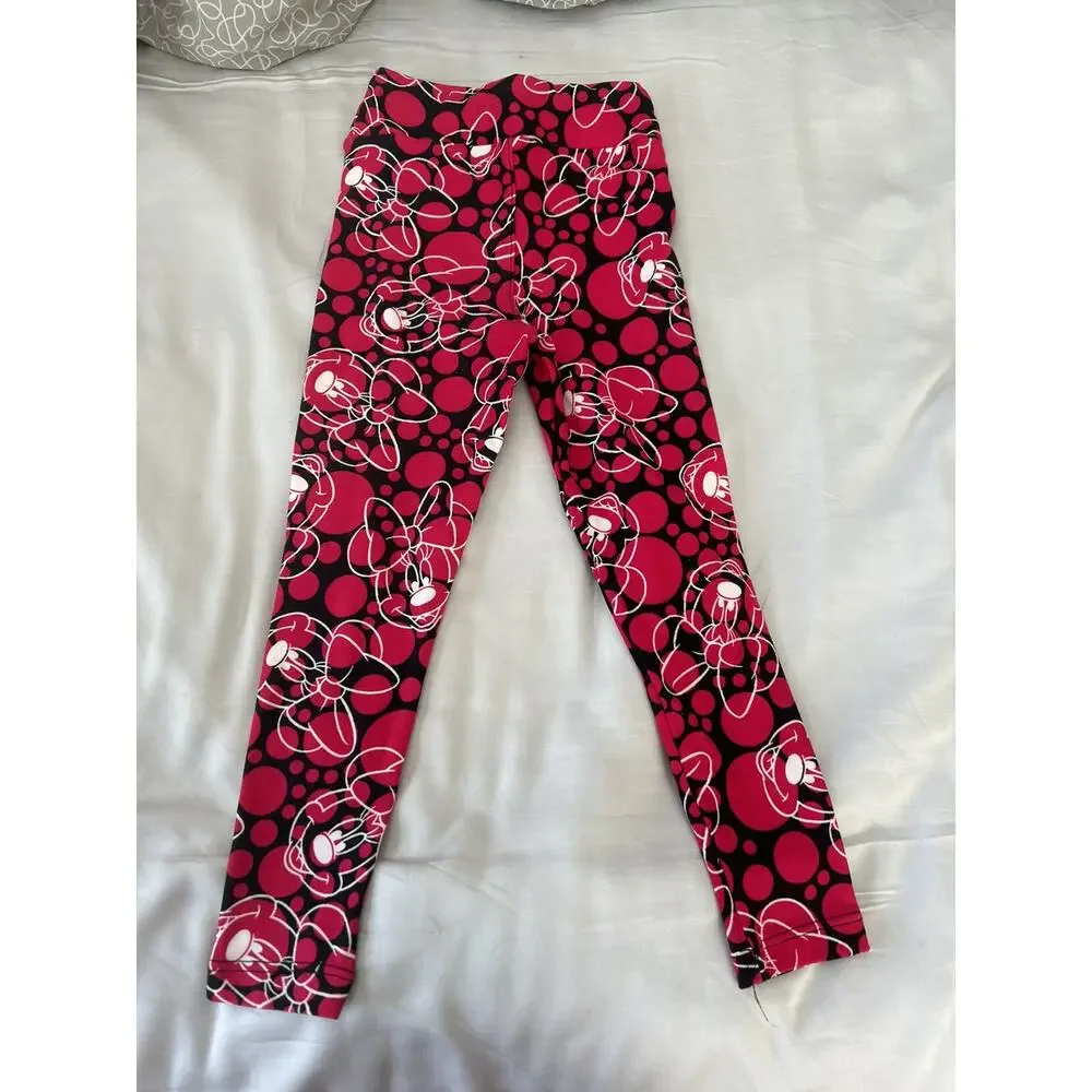 Lularoe Pink Red Minnie Leggings S/M